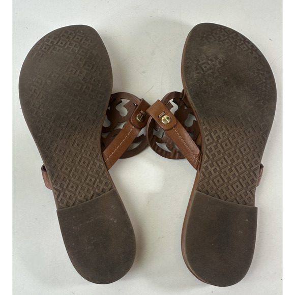 Tory Burch Miller Leather Thong Sandals Brown Flat Flip Flops Women's Size 7.5 M - Picture 4 of 14